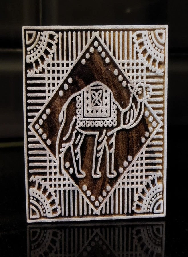 ecofynd Square Wood Block Stamps (Pack of 1), Wooden Blocks for Block Printing Stamp Set, Artistic Shapes Craft Kids Saree Border DIY Henna Fabric Textile Paper Clay Pottery Hand-Carved (BLOCK002) - Image 1